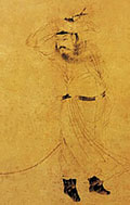 Чжао Мэнфу. Человек с лошадью на ветру. Фрагмент. Конец XIII – начало XIV вв.
