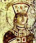 Царица Тамара. Фреска из монастыря Вардзиа. XII век. Фрагмент.